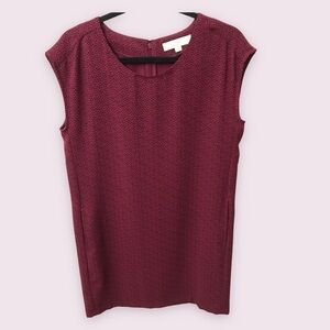 Loft Ann Taylor Womens Sleeveless Sheath Shift Maroon Animal Print Mini Dress S
